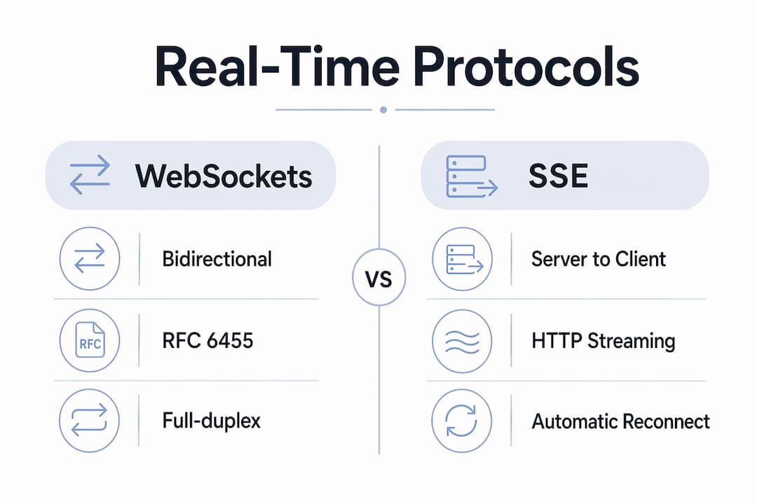 Comparative infographic of WebSockets and SSE protocols