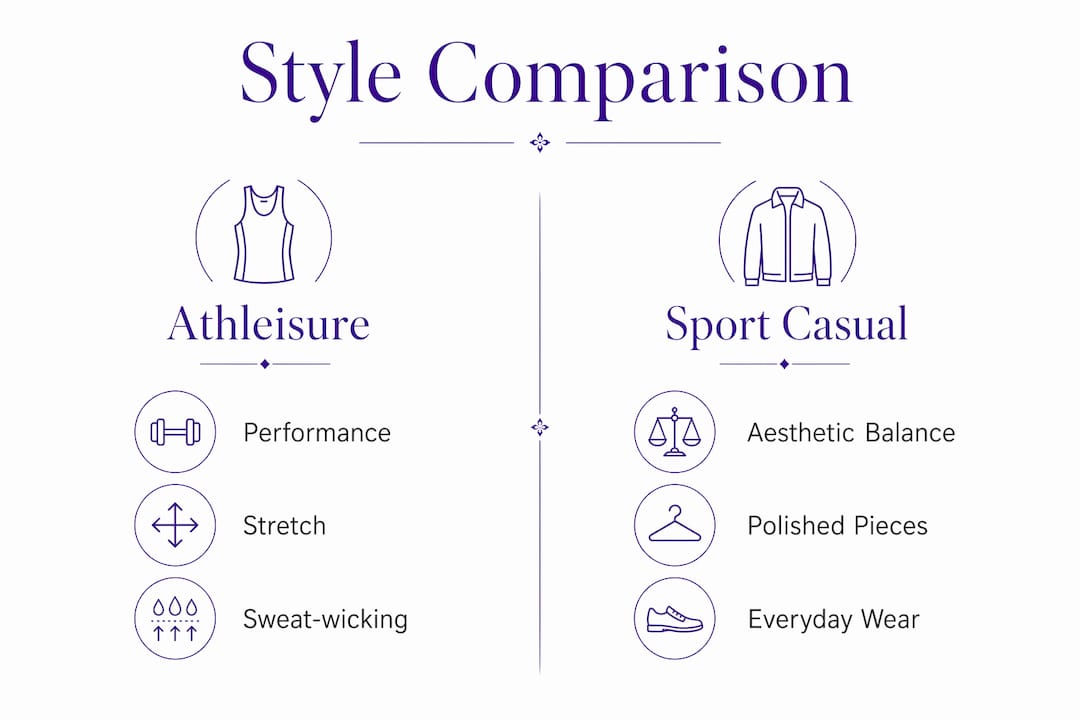 Infographic comparing sport casual and athleisure styles