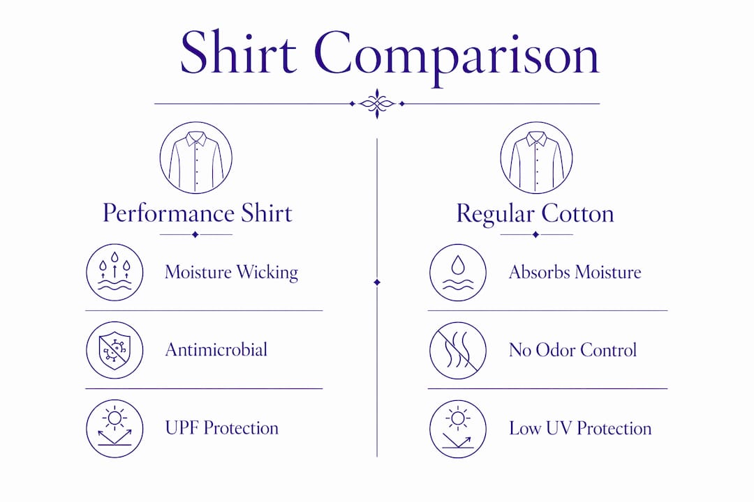 Infographic comparing performance and cotton shirts