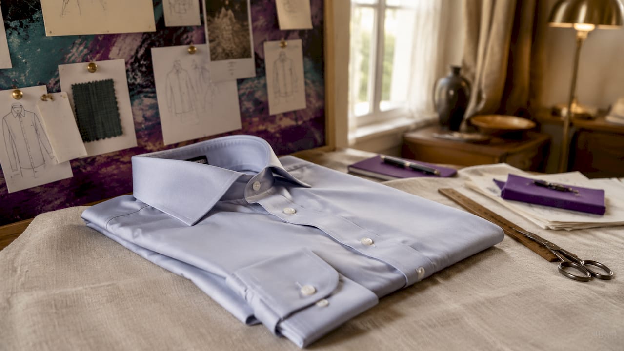 Close-up of standard placket on dress shirt