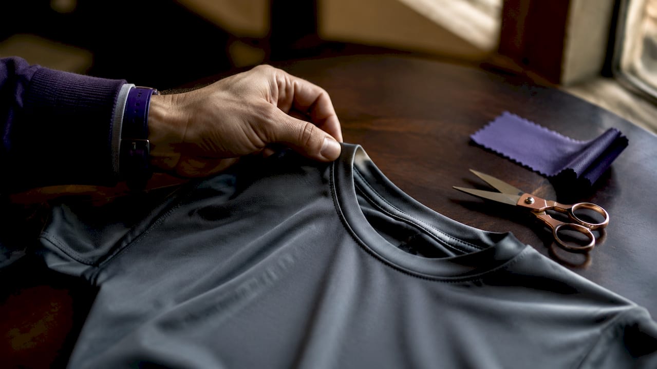 Close-up of moisture-wicking undershirt fabric