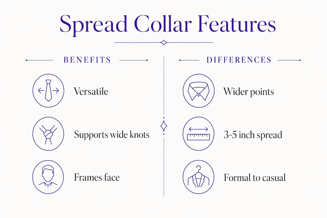 Infographic comparing benefits and differences of spread collars