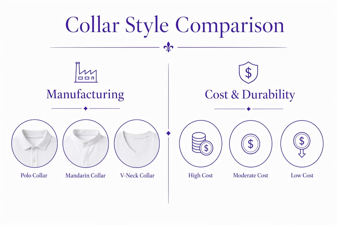 Infographic comparing collar styles by cost and complexity