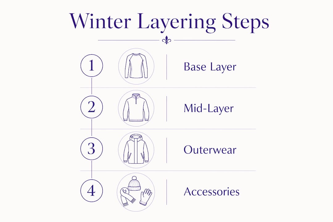 Infographic illustrating four key steps for winter business layering