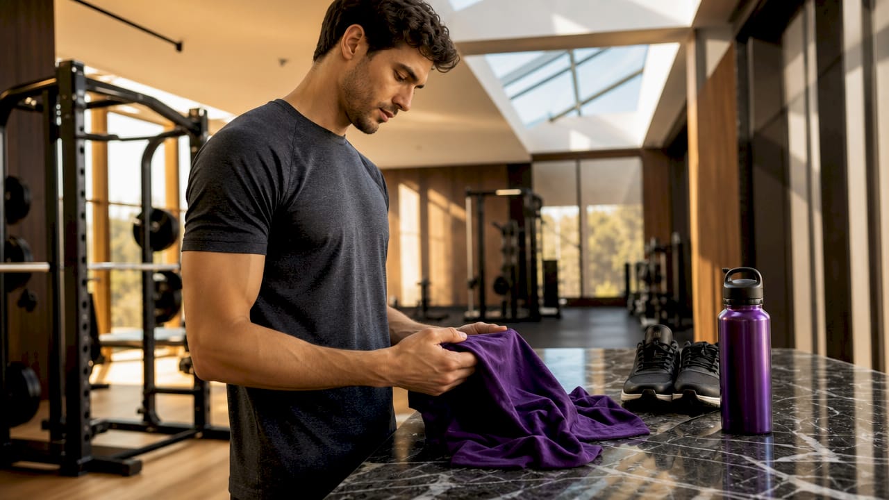 Hands feeling merino wool workout fabric