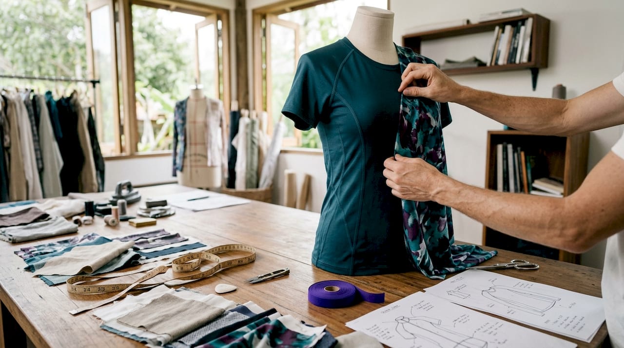 Designer working on athletic fit garment pattern