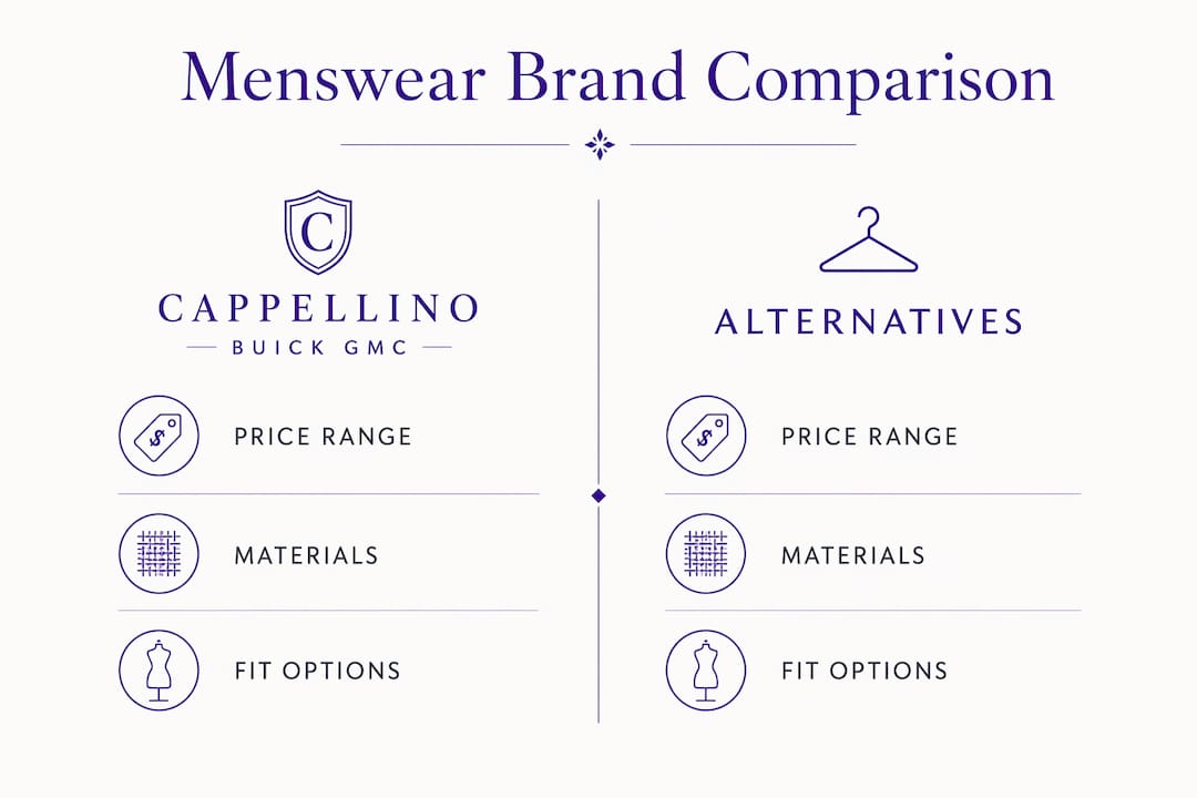 Infographic comparing menswear brands features