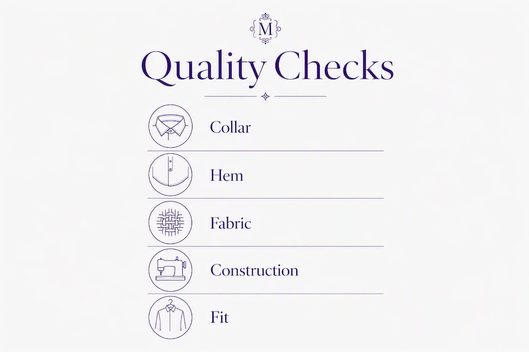 Infographic detailing quality checks for vintage menswear