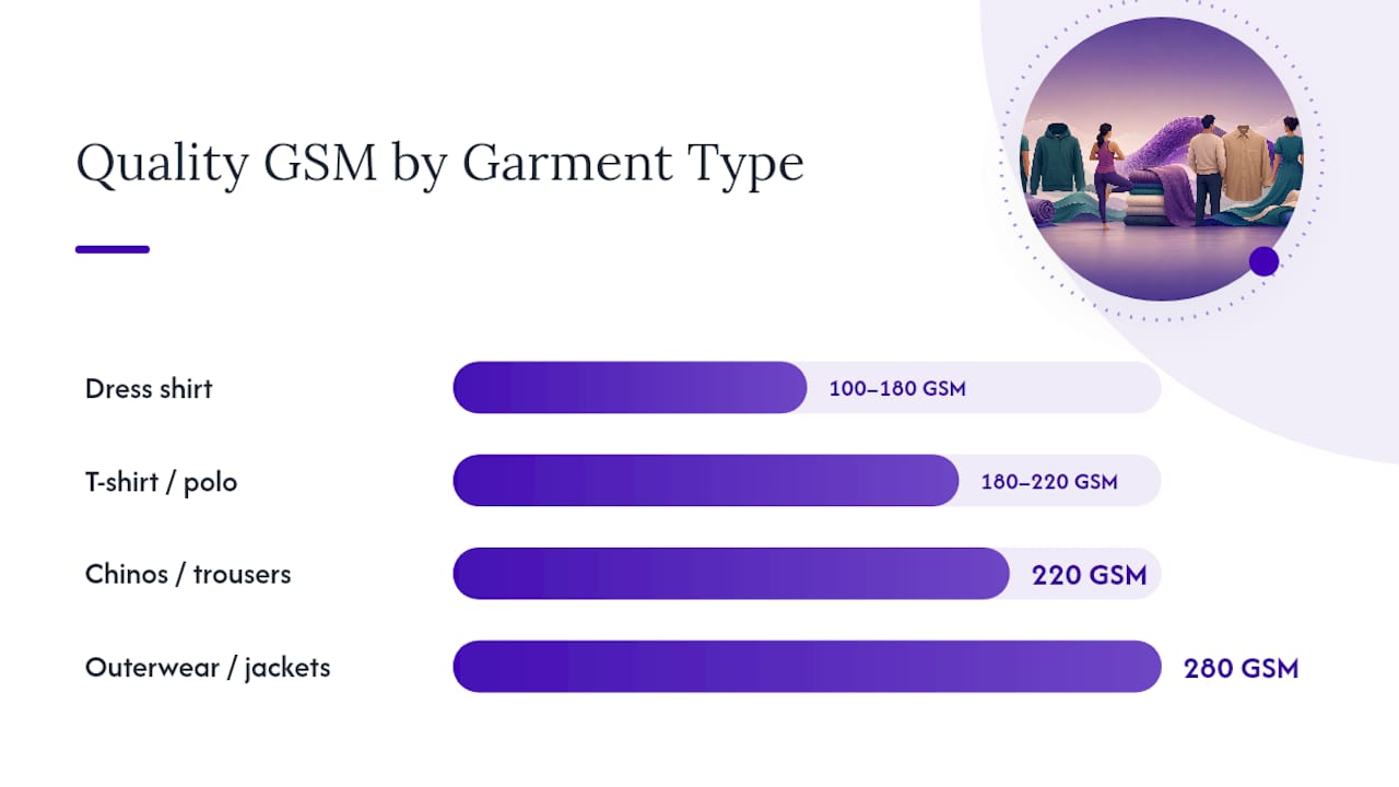 Infographic of garment GSM quality ranges