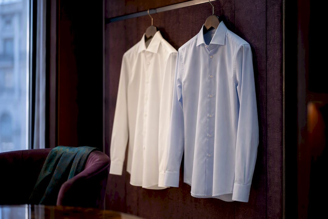 Close-up of slim and classic fit dress shirts