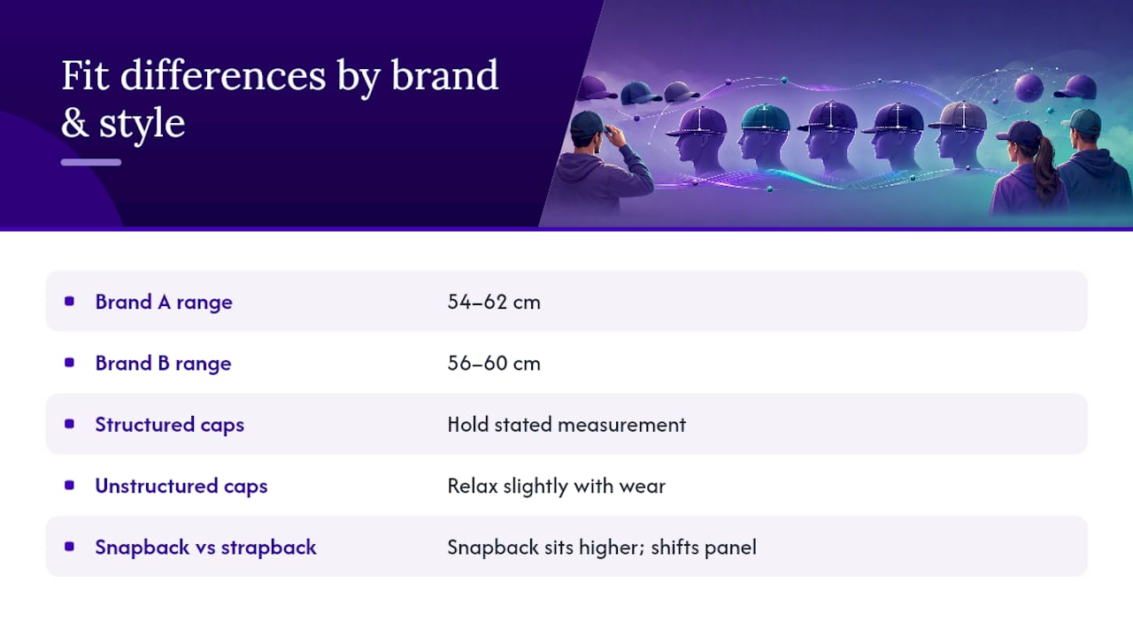 How Do Fit Standards Differ Across Cap Brands and Styles? — overview diagram