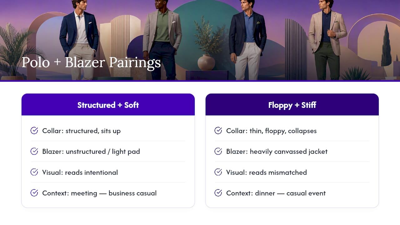 Comparison of polo collar and blazer structure