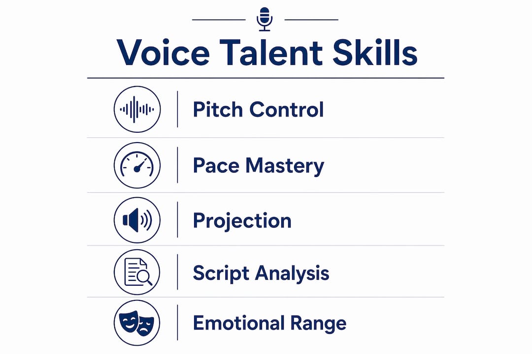 Infographic showing key voice talent skills