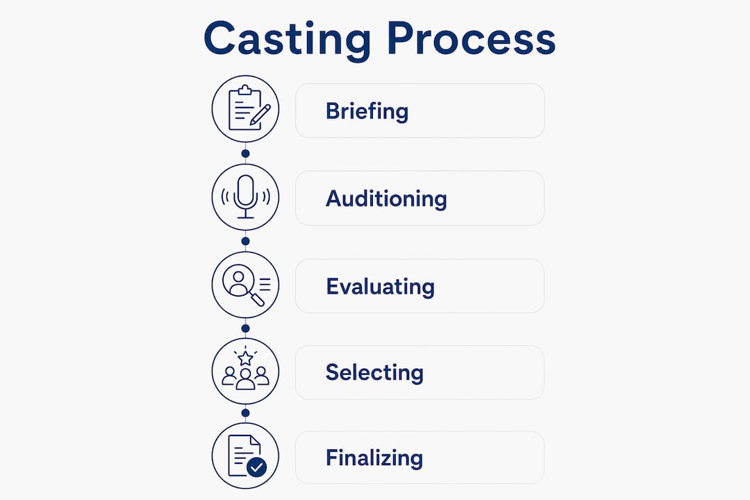 Infographic showing voice over casting steps