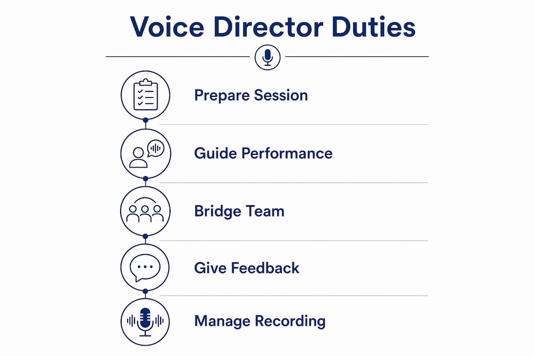 Infographic illustrating voice director responsibilities