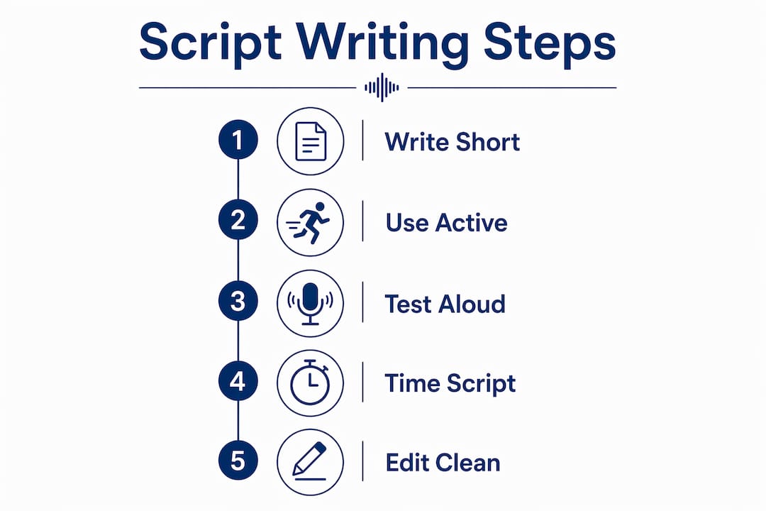 Infographic showing voice-over script process steps