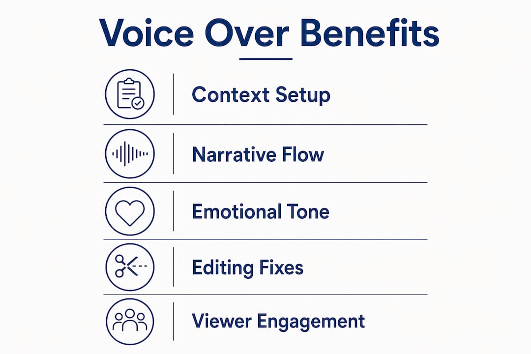 Infographic showing benefits of voice over narration