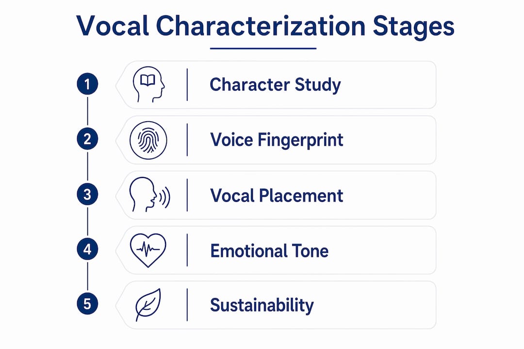 Infographic showing vocal characterization stages