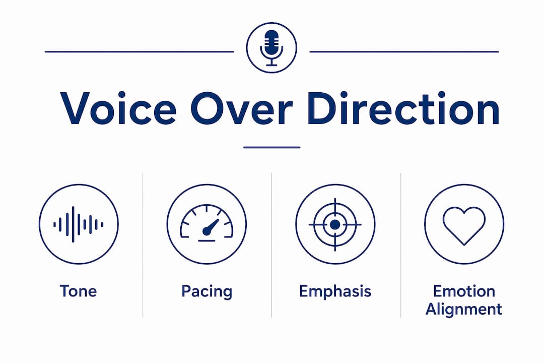 Infographic showing core elements of voice over direction