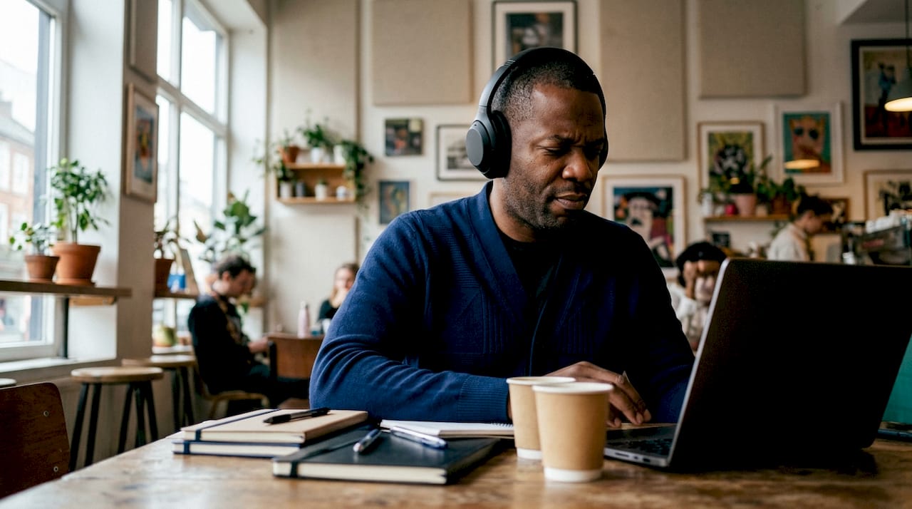 Producer listening to voice demo