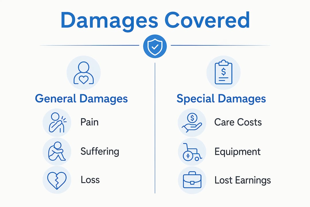 Infographic showing types of damages in injury claims