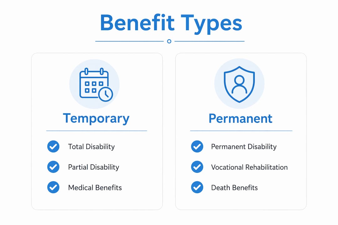 Infographic comparing types of weekly workers compensation benefits