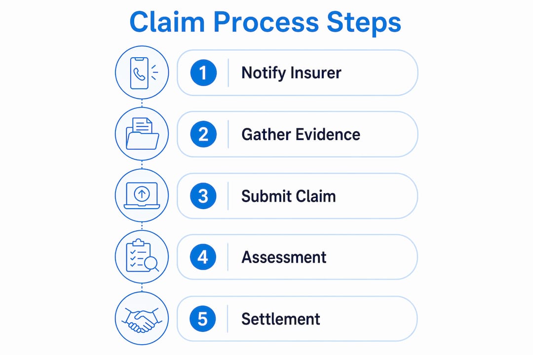 Infographic illustrating accident claim filing steps