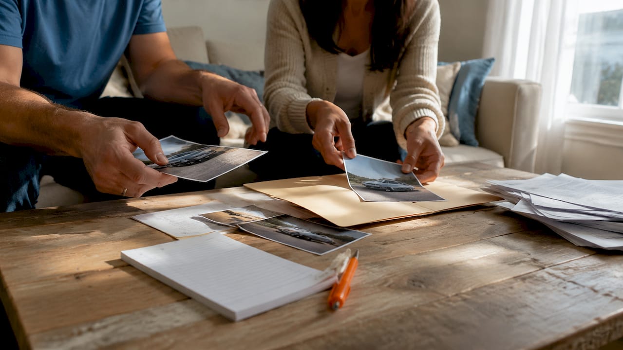 How to prove fault in a car accident claim 4 Hands organizing physical evidence for claim