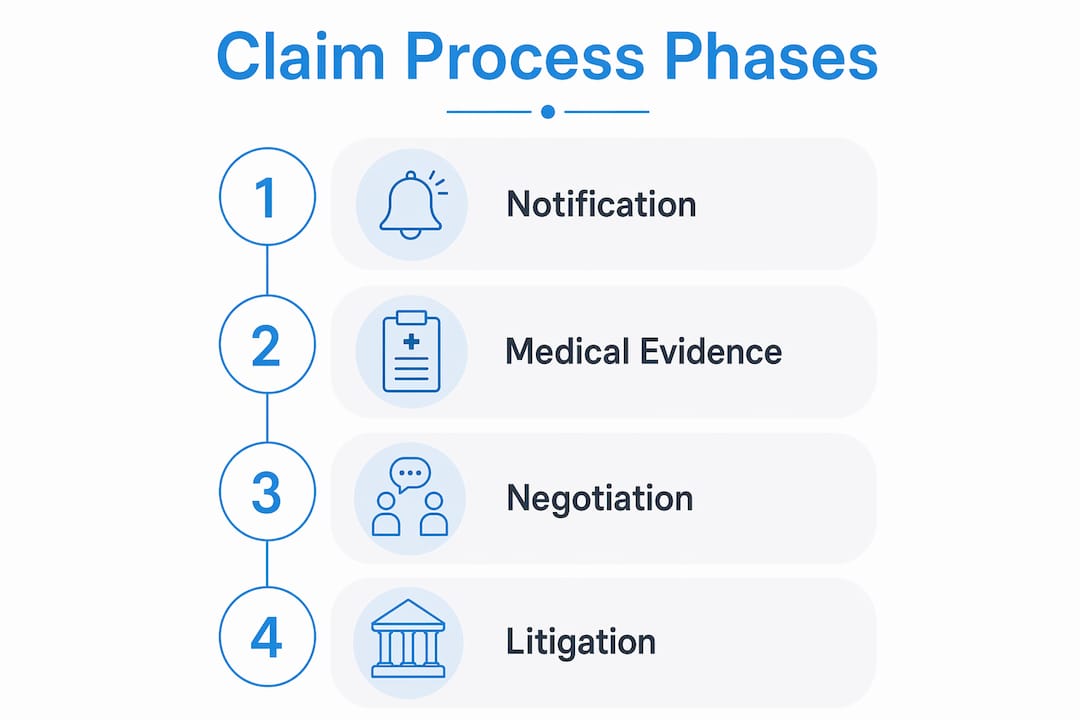 Infographic showing phases of serious injury claim process
