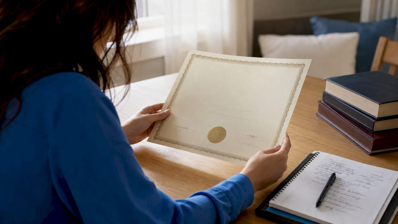 How to choose a workers comp lawyer: your guide 2 Hands holding lawyer license certificate on desk