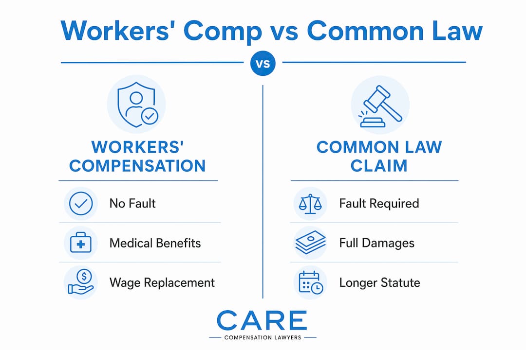Infographic comparing workers' compensation and common law
