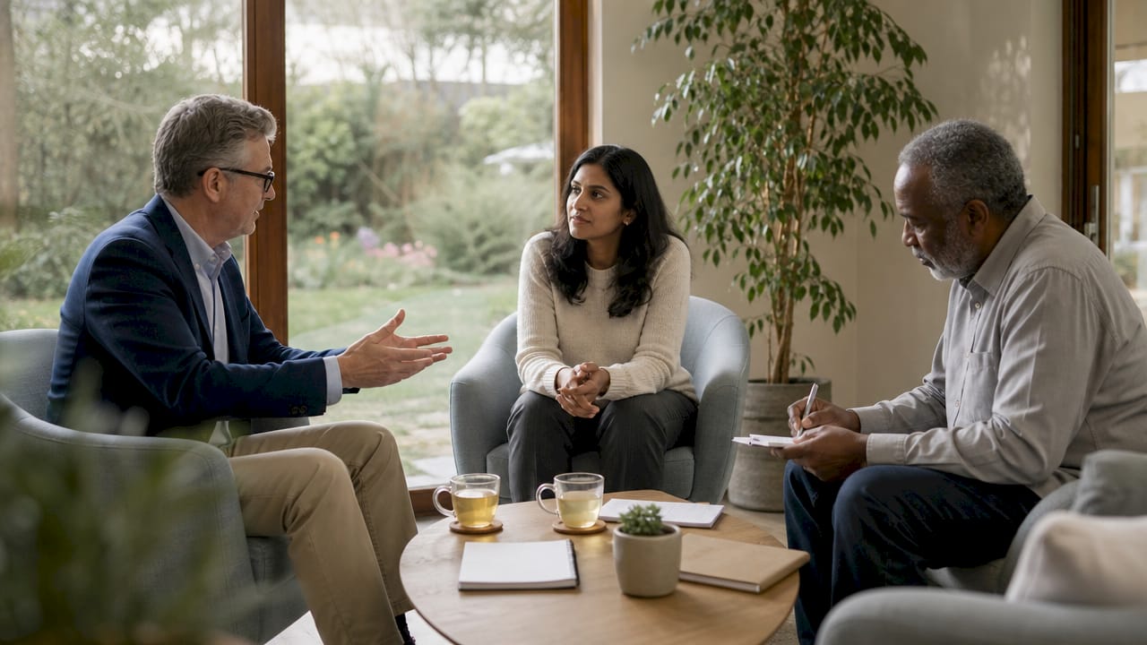 Mediation discussion in conference room