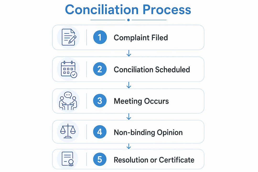 Infographic showing conciliation process steps