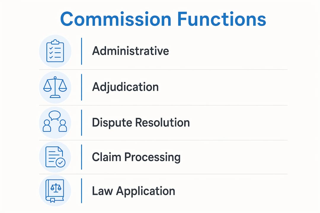 Infographic outlining workers compensation commission functions