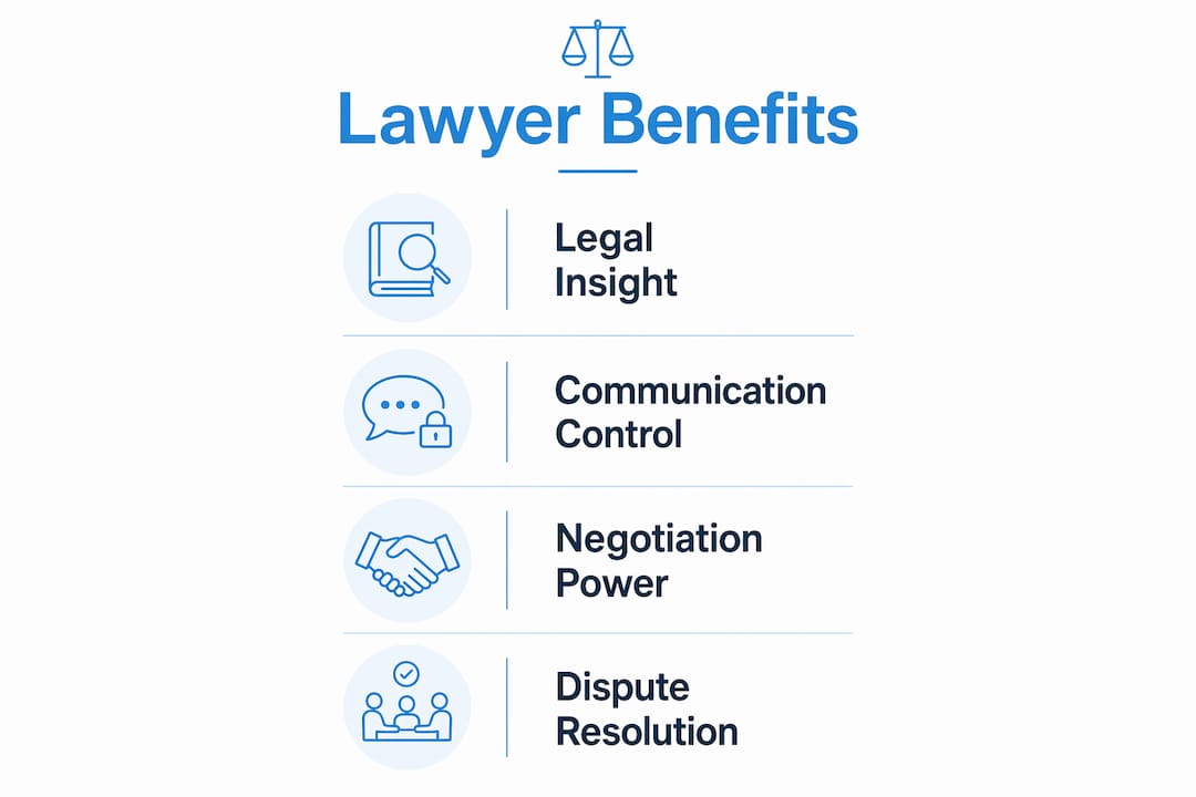 Why consult a lawyer in an insurance dispute 4 Infographic showing key benefits of hiring an insurance lawyer