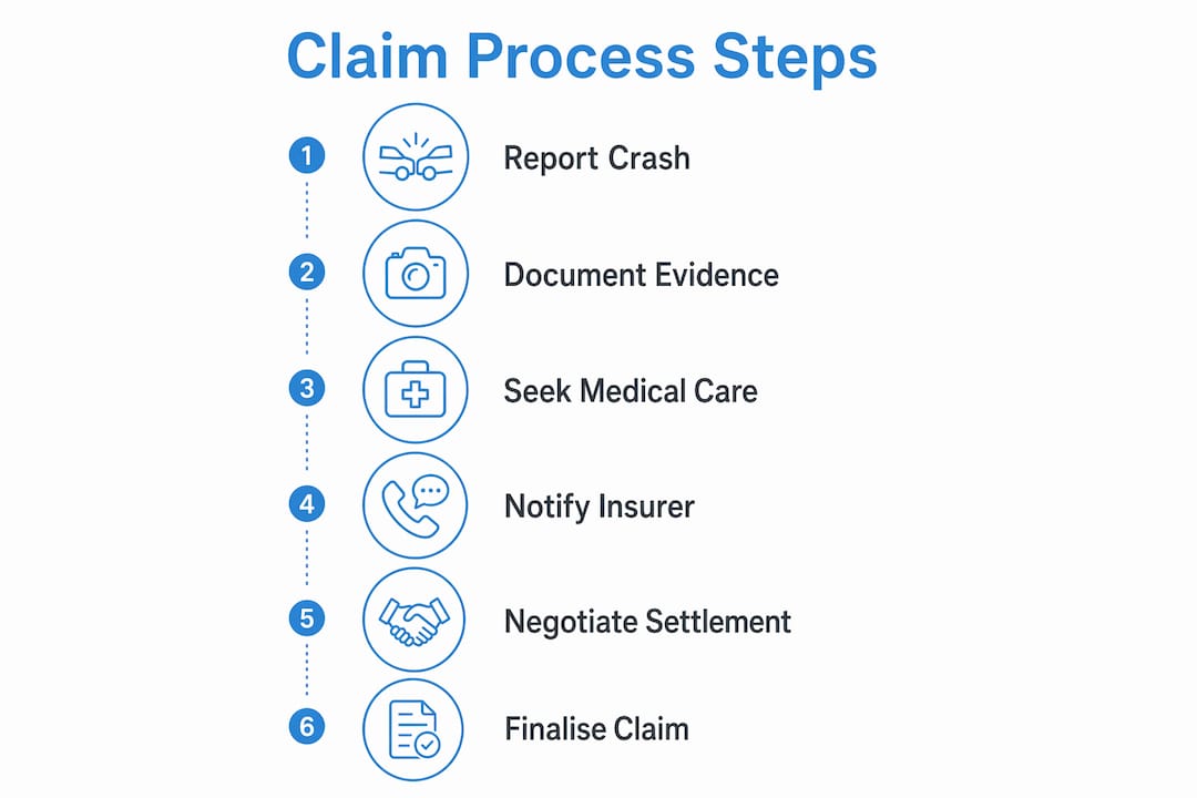 Infographic showing steps of motorcycle accident claim process