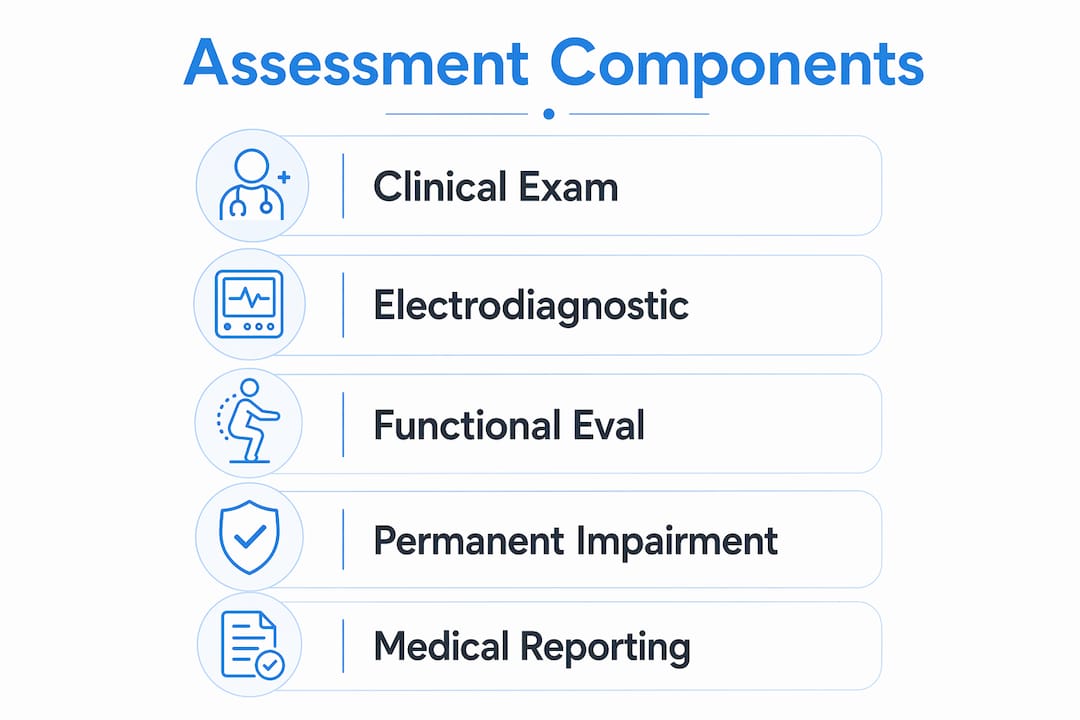 Infographic outlining injury assessment components