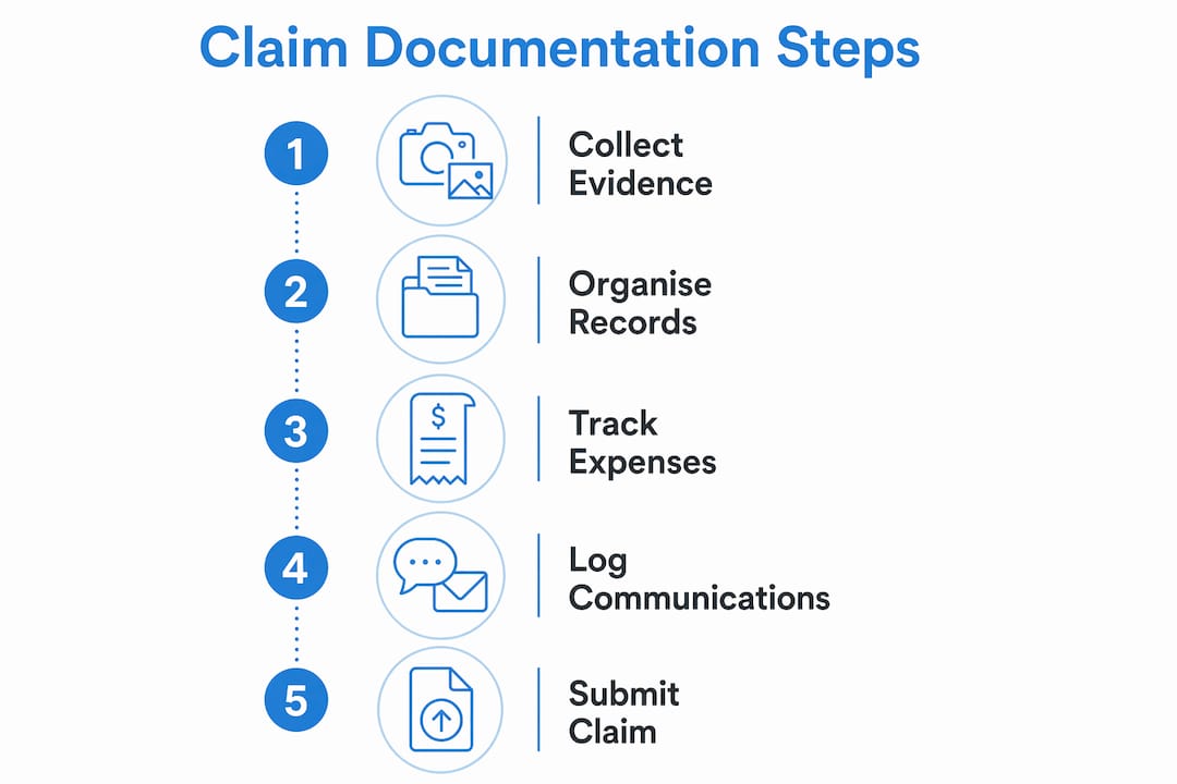 Serious injury claim documentation: your 2026 guide 4 Infographic illustrating steps to document injury claim