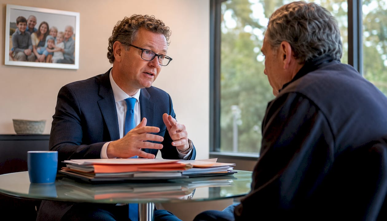 Lawyer consulting injured pedestrian client