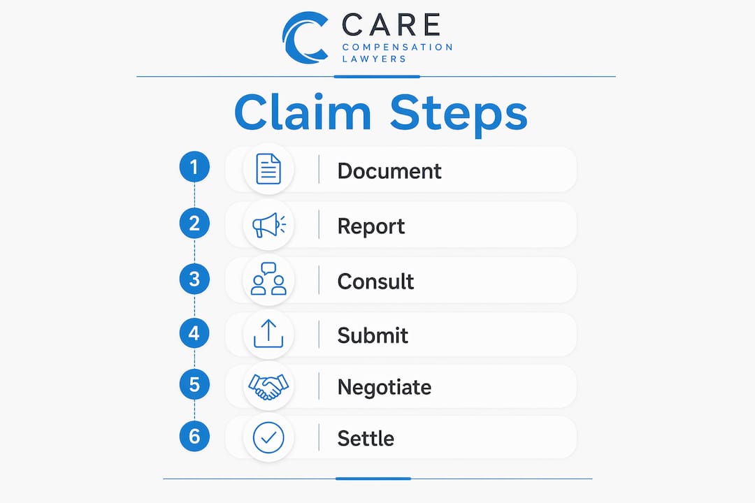 Infographic outlining steps to claim pedestrian accident compensation