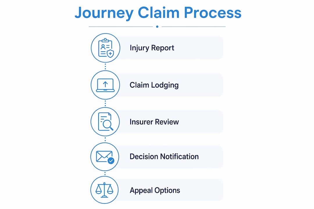 Journey claim workers compensation: your 2026 guide 4 Infographic illustrating journey claim filing steps
