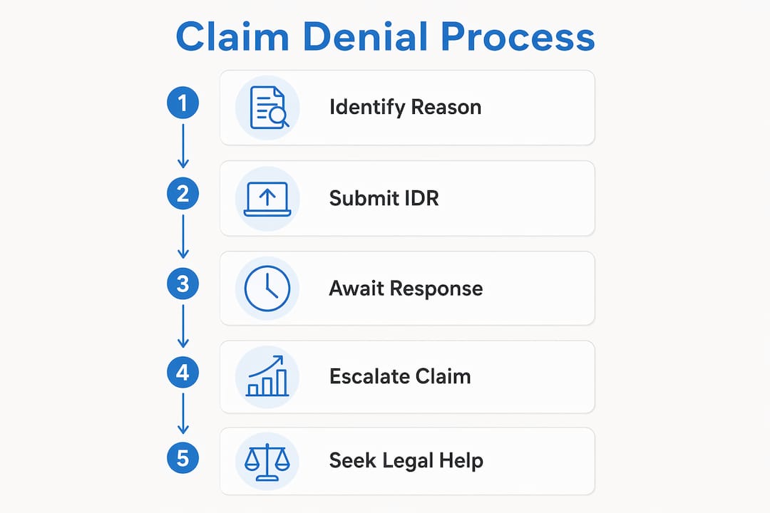 Infographic illustrating steps in claim denial process