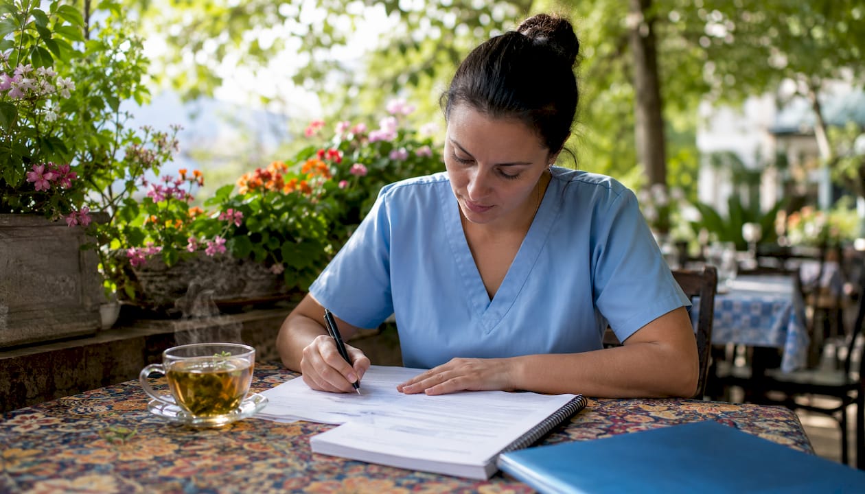 Healthcare worker documenting provisional payment claim