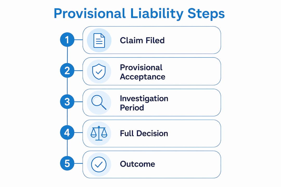 Infographic visually outlining provisional liability steps in NSW workers compensation