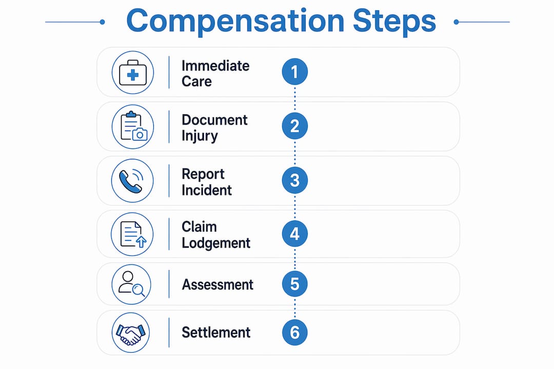 Severe burn injury compensation steps: your guide for Australians 4 Infographic outlining burn injury compensation steps