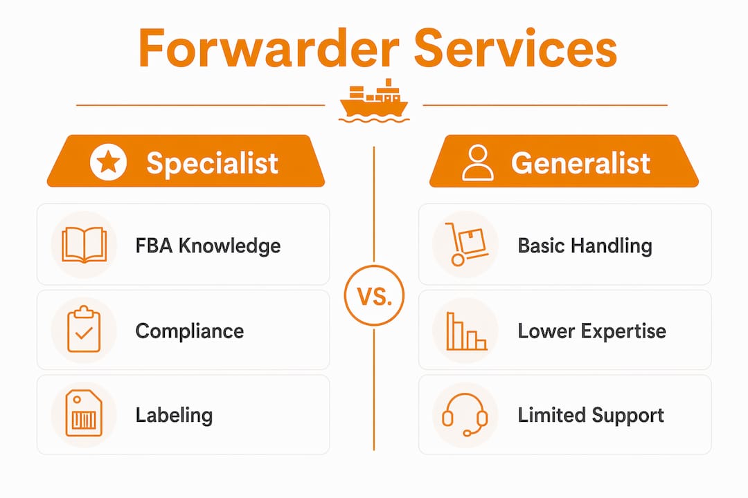 Infographic comparing specialist and generalist forwarder services