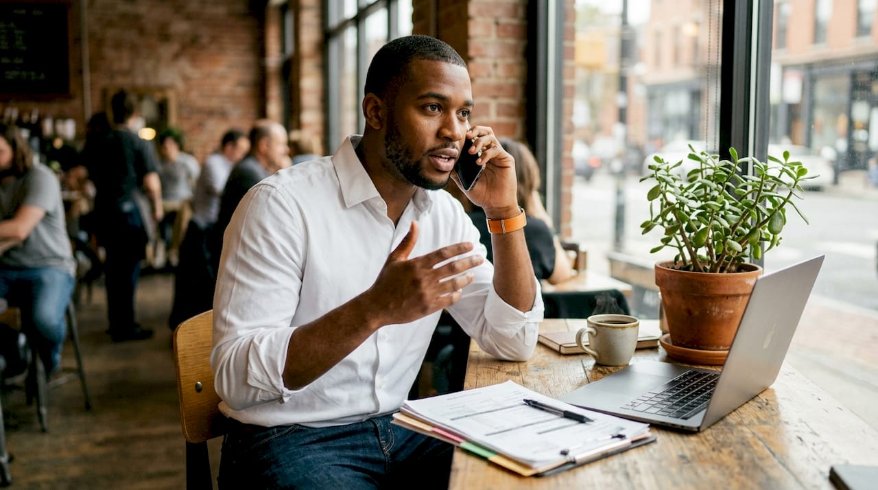 Broker coordinating shipment over phone