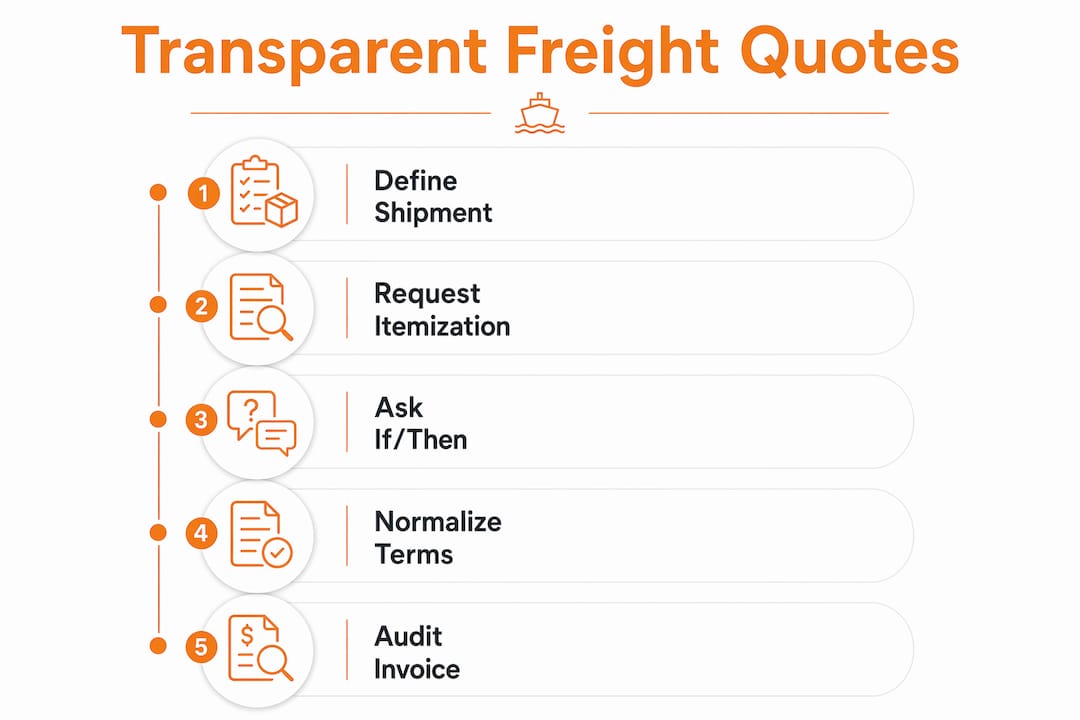 Infographic showing steps for transparent freight quotes