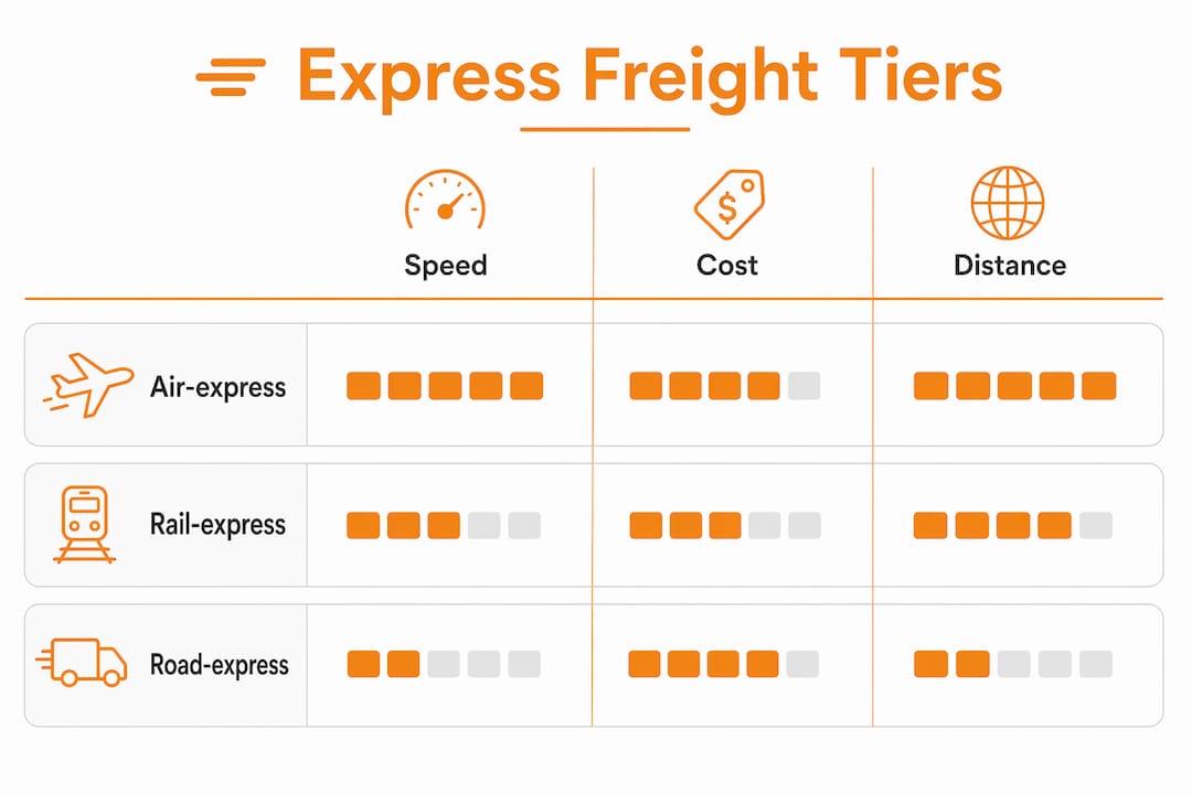 Infographic showing express freight service tiers hierarchy