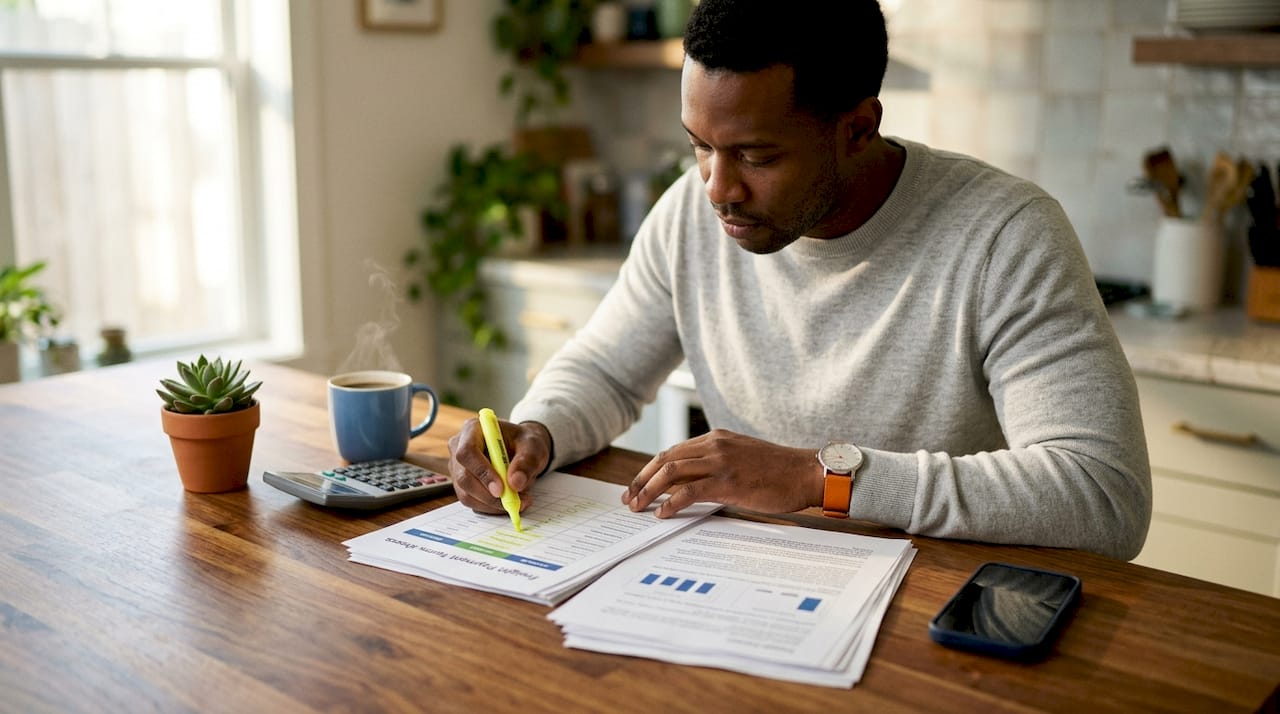 Hands sorting freight payment comparison documents